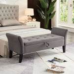 Load image into Gallery viewer, 51.5' Grey Velvet Bed Bench with Storage