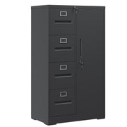 Sleek Black Metal Storage Vertical Filing Cabinet with Lock