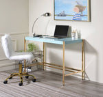 Load image into Gallery viewer, Baby Blue &amp; Gold Finish Writing Desk With USB
