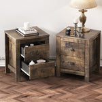 Load image into Gallery viewer, Farmhouse Wooden Nightstand Set of 2 with Retro Design
