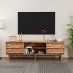 Load image into Gallery viewer, 63 Inch Brown TV Stand Features Vintage-style and Bevel Design
