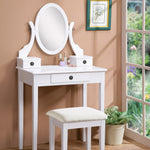 Load image into Gallery viewer, White Make Up Vanity Table and Stool Set with Mirror