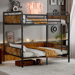 Load image into Gallery viewer, Industrial Black Detachable Bunk Bed with Safety Guard Rails

