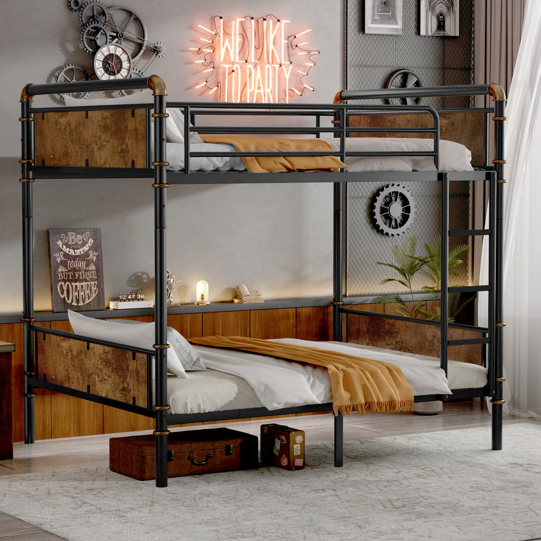 Industrial Black Detachable Bunk Bed with Safety Guard Rails