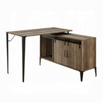 Load image into Gallery viewer, Rustic Oak Writing L-Shaped Desk with Sliding Barn Door
