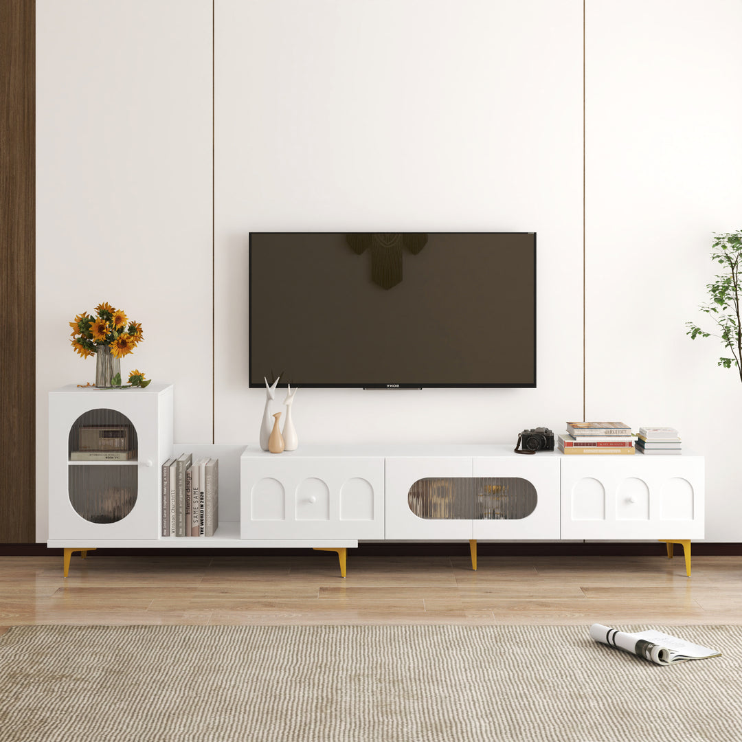 Wood Extendable TV Stand Rectangle Entertainment Center