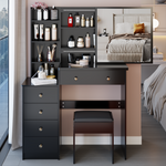 Load image into Gallery viewer, 37&#39; Middle Size Left Bedside Cabinet Vanity Table with Cushioned Stool
