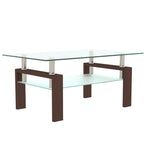 Load image into Gallery viewer, Rectangle Walnut Glass Coffee Table Modern Side Center Table
