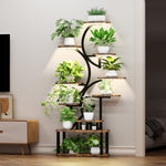 Load image into Gallery viewer, 68.5&#39; Tall 10-Tier S-Shaped Corner Plant Stand with 5 Grow Lights
