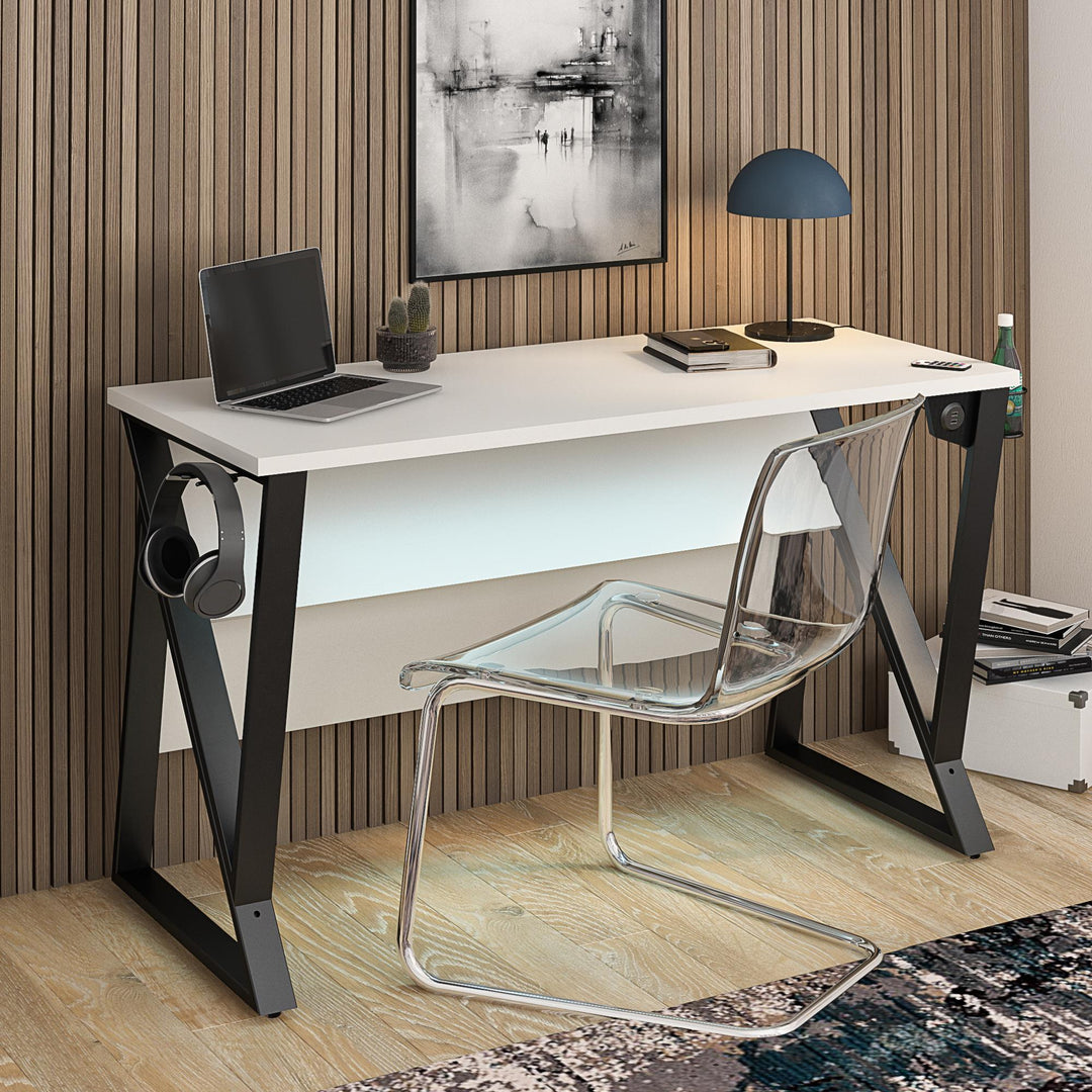 Genesis Adjustable White Gaming Desk