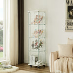 Load image into Gallery viewer, 4 Tier Glass White Display Cabinet with Lock and Wheels
