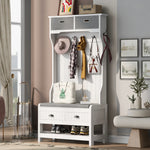 Load image into Gallery viewer, Hall Tree White Coat Rack with 6 Hooks and Hinged Lid
