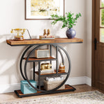 Load image into Gallery viewer, 41.3&#39; Industrial 4-Tier Sofa Console Table With Unique Circle Metal Frame &amp; Storage Shelves
