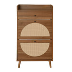 Load image into Gallery viewer, Rattan 2-Door 1-Drawer Cabinet Shoe Rack for Entrance
