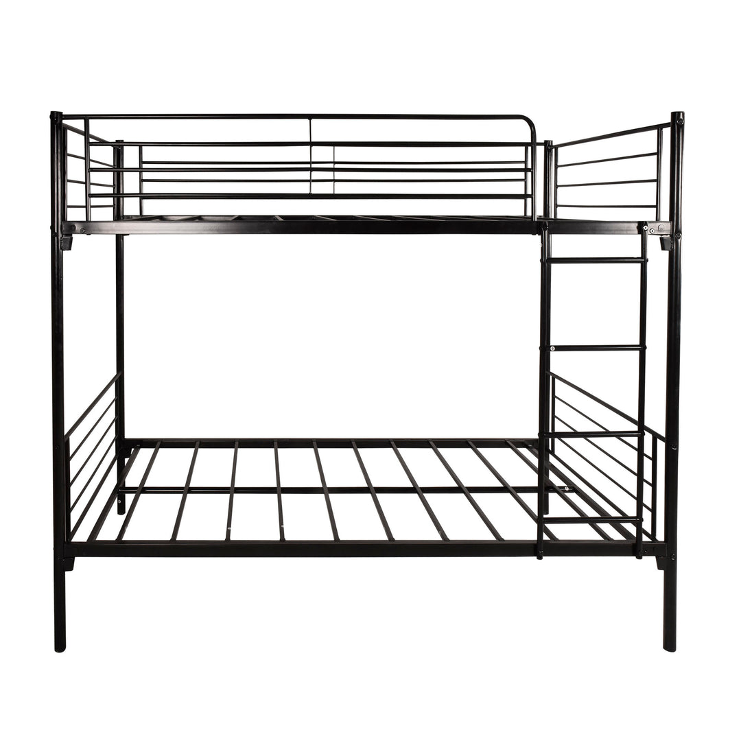 Modern Black Twin over Twin Metal Bunk Bed with Ladder