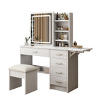 Load image into Gallery viewer, Fashion White Vanity Desk with Mirror and Lights for Makeup

