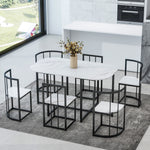 Load image into Gallery viewer, Modern 7-Piece Dining Table Set with Faux Marble Compact 55Inch Kitchen Table Set for 6
