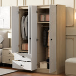 Load image into Gallery viewer, 4 Door Wardrobe Closet with Drawers Shelf  Hanging Rod
