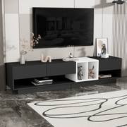 Functional Black TV Stand Two-tone Media Console for TVs Up to 80''