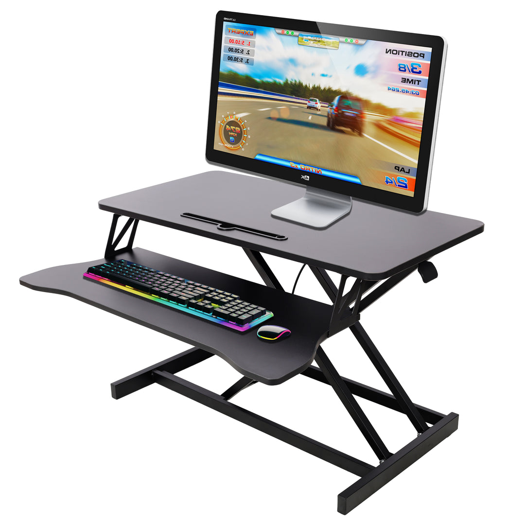 Adjustable Height Standing Black Laptop Desk with Keyboard Tray