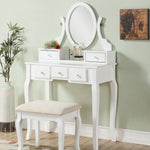 Load image into Gallery viewer, White Vanity Make Up Table Stool Set With Vanity Mirror Bench