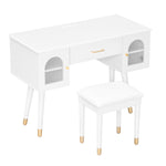 Load image into Gallery viewer, Modern Elegant White Vanity Makeup Table &amp; Chair Set
