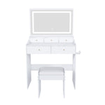 Load image into Gallery viewer, Modern White Vanity Desk with Large Mirror Power Outlet