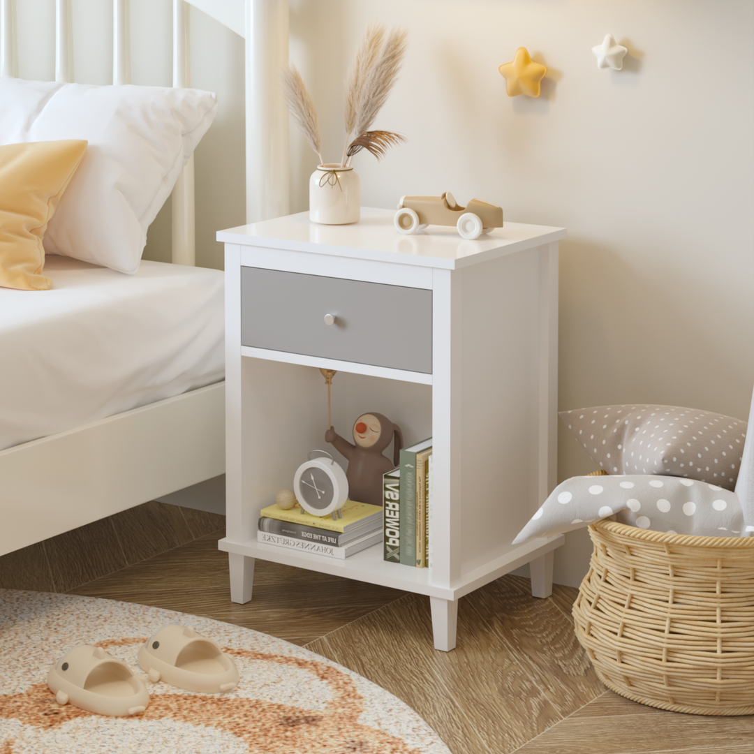 26.77''H Wooden Nightstand with One Drawer One Shelf