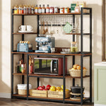 Load image into Gallery viewer, Large 55&#39; Baker&#39;s Rack with Hutch – 5-Tier Industrial Kitchen Storage Shelf with Hooks
