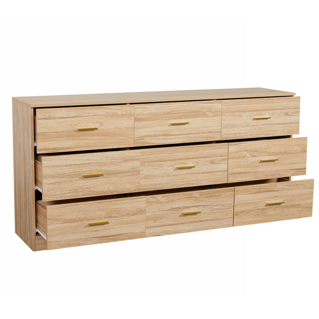 Modern Natural 9-Drawer Dresser for Bedroom