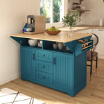 Load image into Gallery viewer, 55.7&#39;&#39; Large Kitchen Island Cart Dining Table with Power Outlet 2 Drop Leaf

