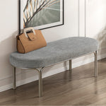 Load image into Gallery viewer, Stylish Bench Gray Chenille Upholstery Sleek Champagne Finish Metal Legs
