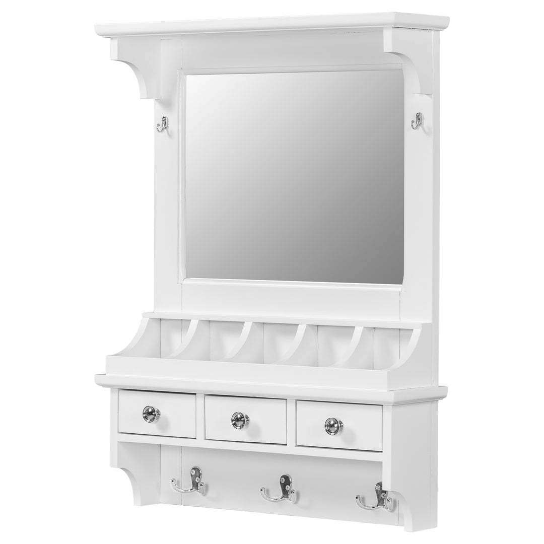 Wall-Mounted Storage Floating White Makeup Vanity with Big Mirror