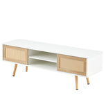 Load image into Gallery viewer, Modern Rattan TV Cabinet with Double Sliding Doors Adjustable Shelf
