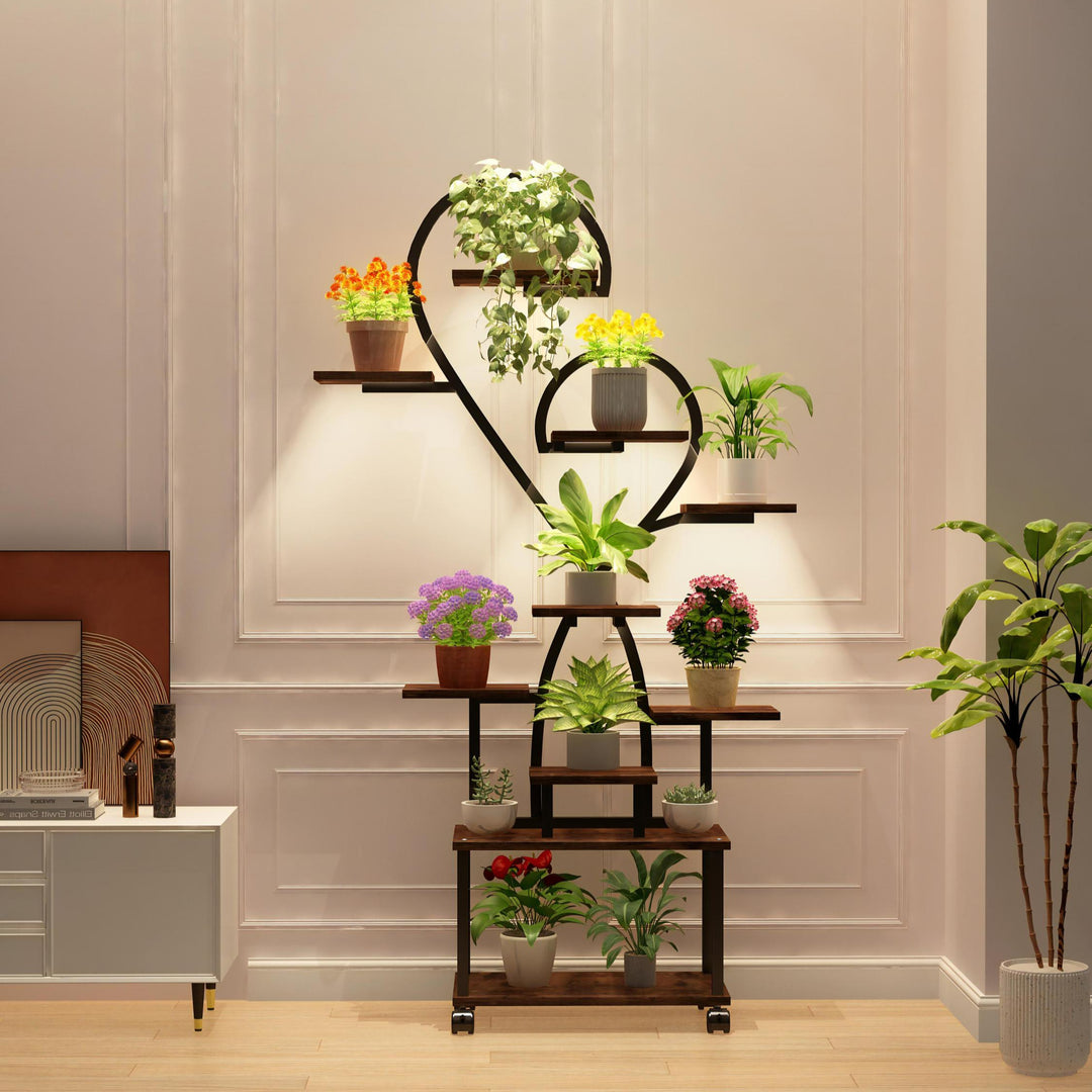 Heart Shape Tiered Indoor Plant Stand Indoor with Grow Lights