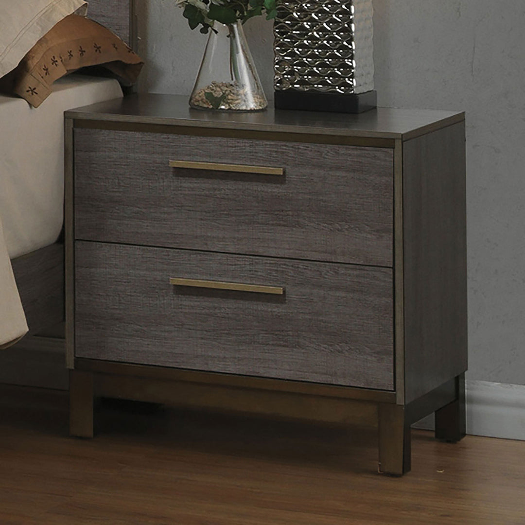 Contemporary Two Tone Antique Gray Nightstand