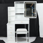 Load image into Gallery viewer, 29.2&#39; Small Size Left Bedside Cabinet Vanity Table With Cushioned Stool
