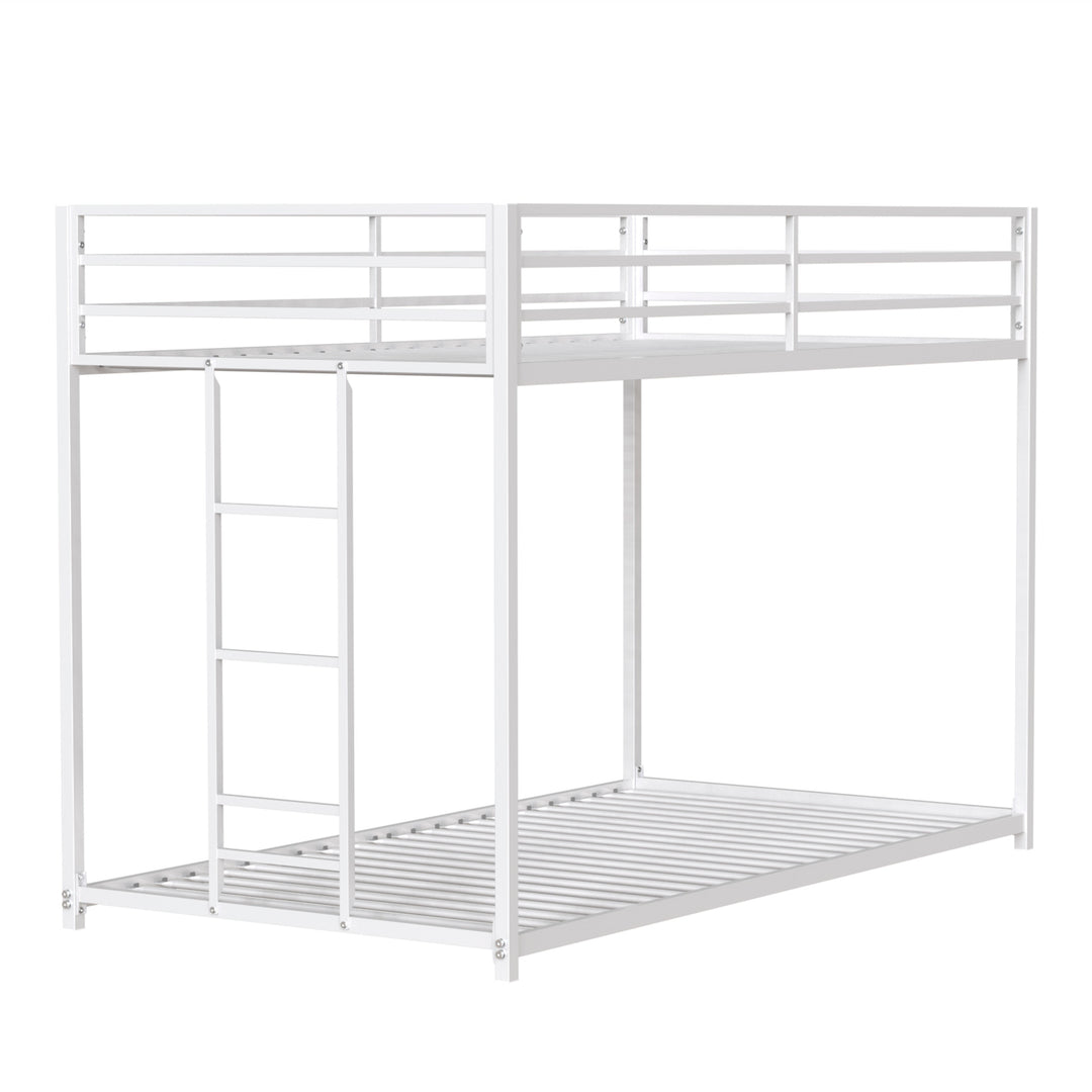 Sturdy Metal White Twin Over Twin Bunk Bed for Kids and Adult