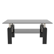Rectangle Black Glass Coffee Table Modern Side Center Table