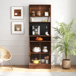 Load image into Gallery viewer, Kitchen Pantry Sideboard with 2 Sliding Striped Glass Doors
