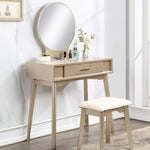 Load image into Gallery viewer, Contemporary Wood Gold Makeup Vanity and Stool Set
