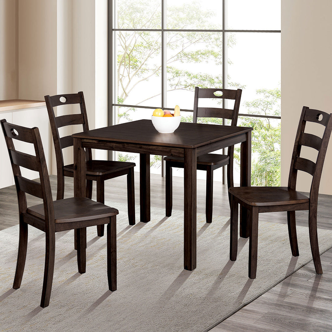 Transitional Style 5pc Square Dining Table Set 1x Table & 4x Chairs