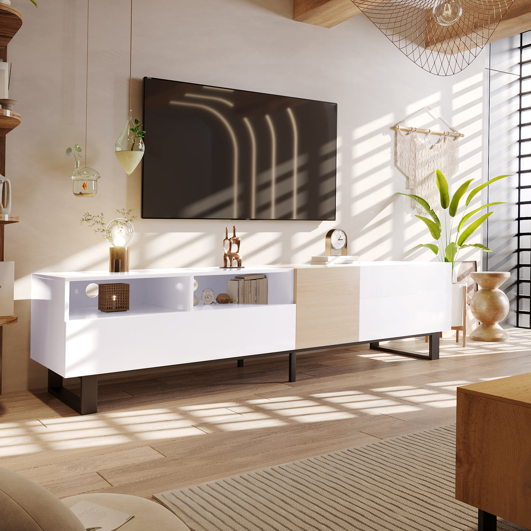 Modern TV Stand for 80'' TV with Double Storage Space