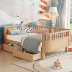 Load image into Gallery viewer, Wood Low Profile Twin Size Kids Bed with Rails
