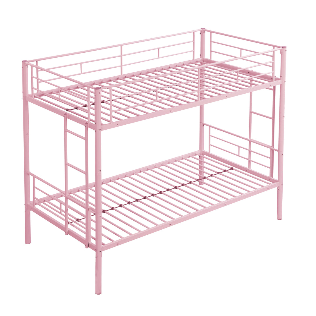 Modern Pink Metal Bunk Bed Twin Over Twin