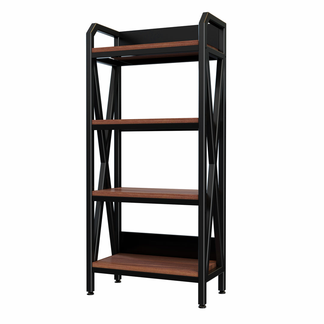 56.30'' Bakers Rack 4-Level Storage Shelves Mental and Wooden Kitchen Shelves