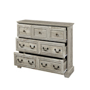 Farmhouse Vintage Antique White 7 Drawers Dresser with Natural Texture