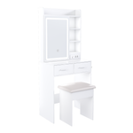 Load image into Gallery viewer, White Makeup Vanity Desk with Mirror &amp; Adjustable LED Lights