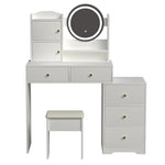 Load image into Gallery viewer, Fashion Vanity Desk with Mirror and Lights for Makeup and Cushioned Chair
