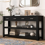 Load image into Gallery viewer, Entryway Black Console Table with 4 Drawers and 2 Shelves
